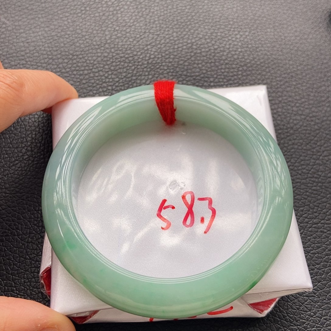 翡翠未镶嵌手镯14湖水蓝14