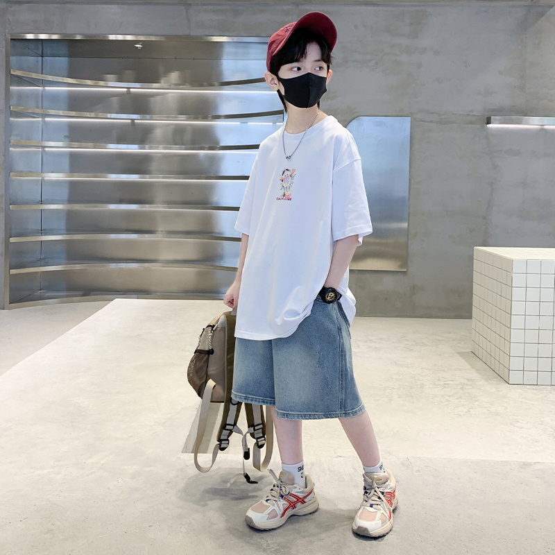 儿童装男童夏季短袖纯棉套装2025新款中大童薄款短裤两件套男孩潮