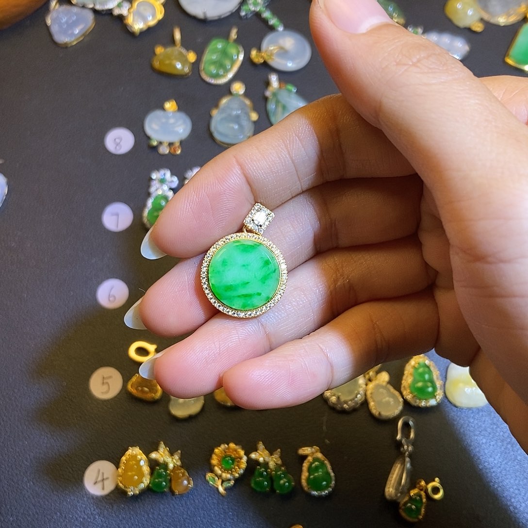 翡翠银S925镶嵌吊坠(不含链)