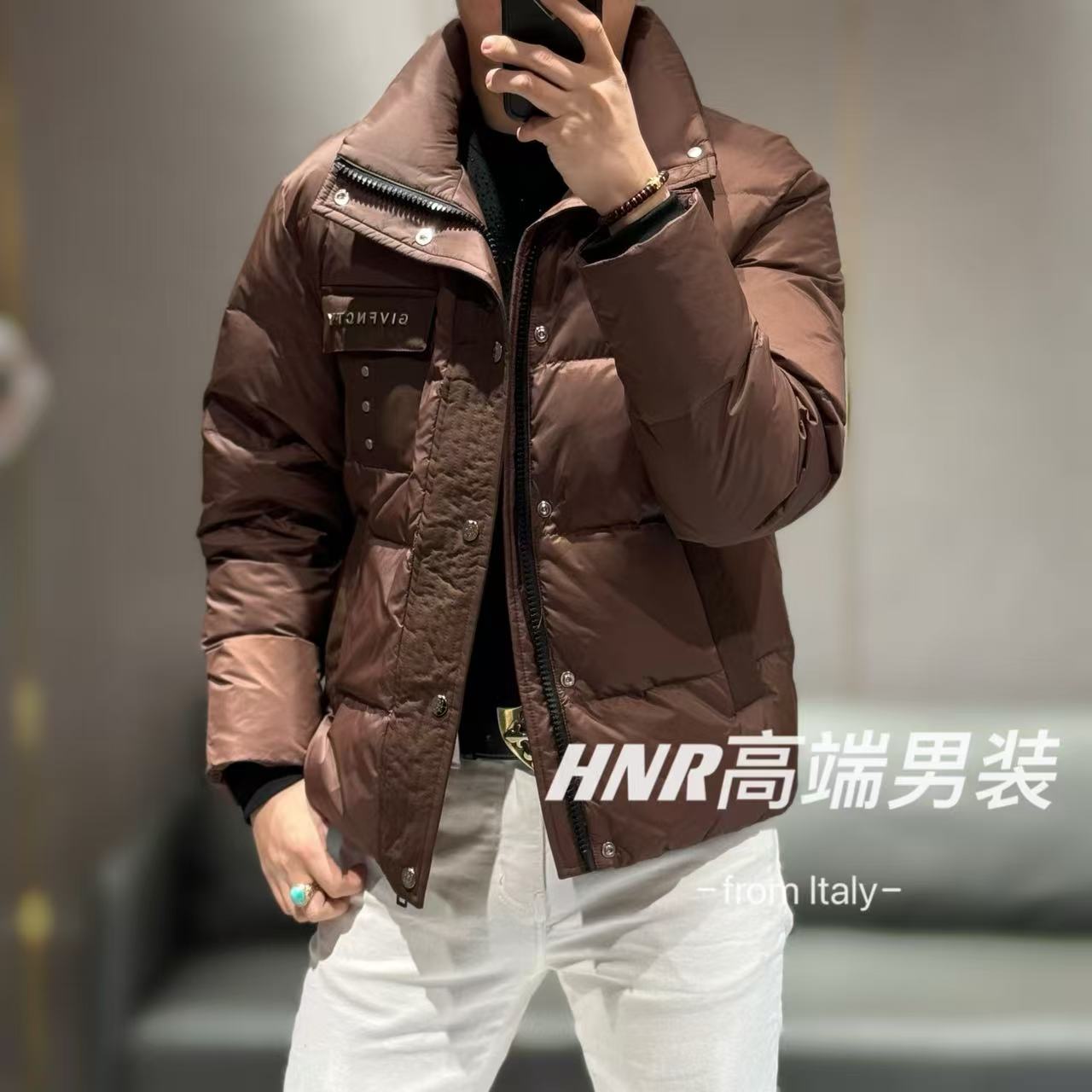 高级感纯色浮雕口袋设计简约时尚潮流百搭羽绒服AW039