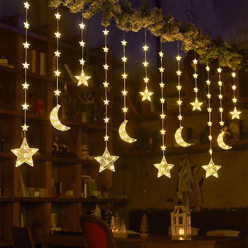 网红窗帘灯生日布置灯串装饰彩灯闪灯串灯满天星氛围灯led星星灯