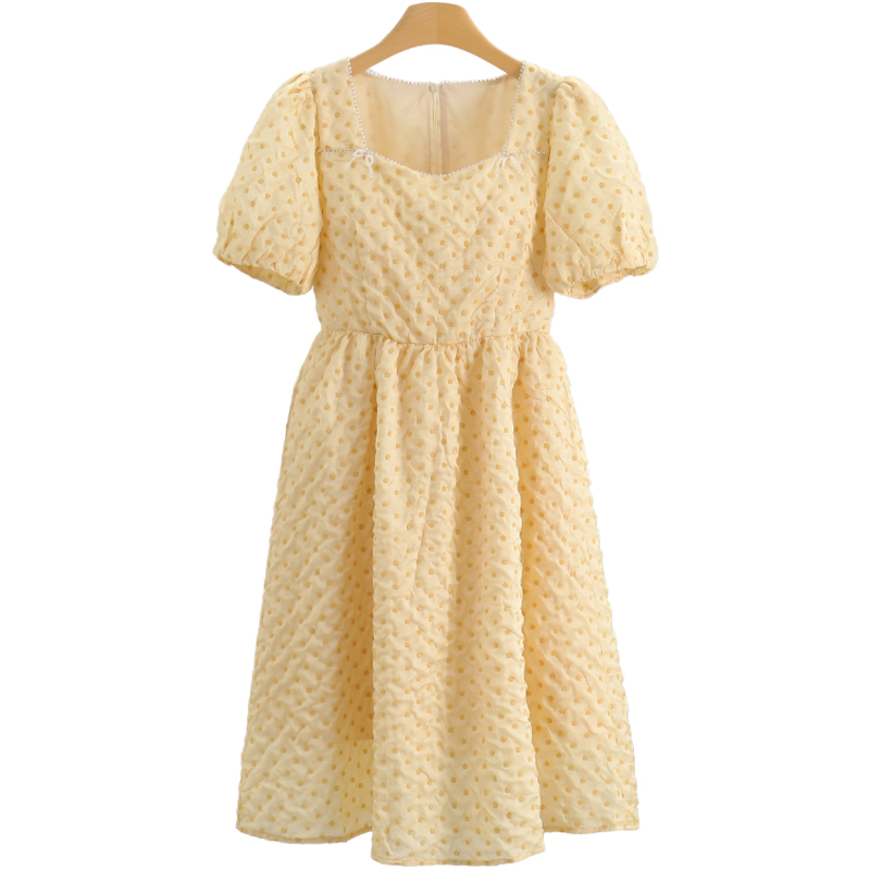 F329-【香】淑女系碎花方领百搭连衣裙#BXG56L034