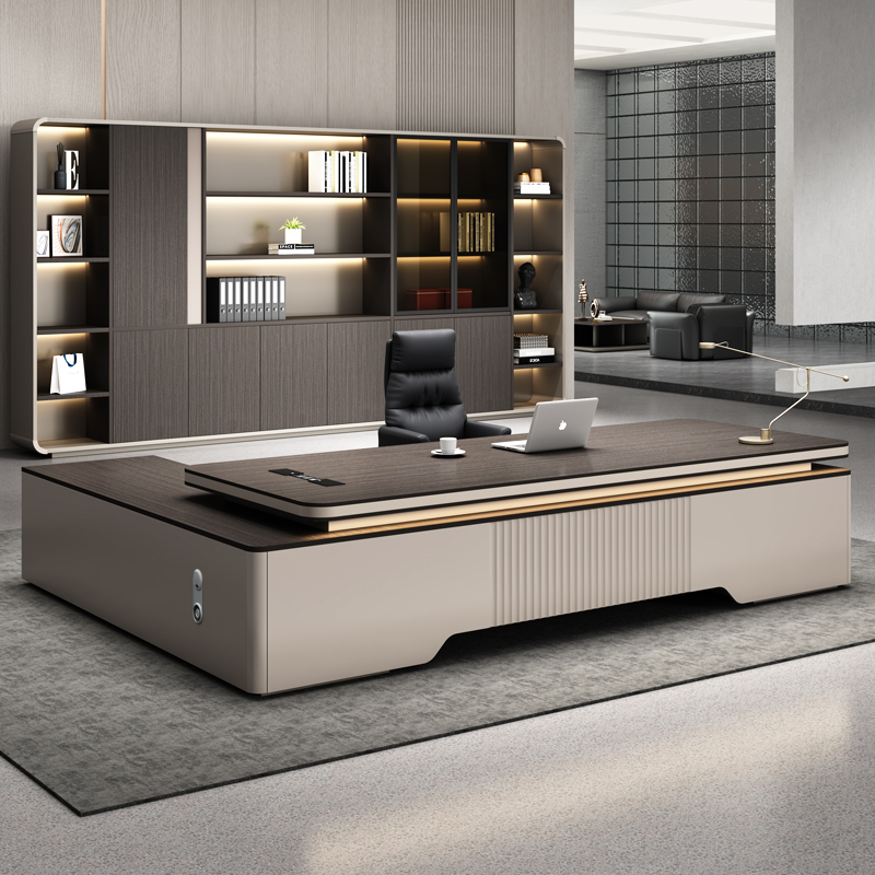 老板桌大班台轻奢高级感总裁经理桌领导办公室桌椅组合简约现代