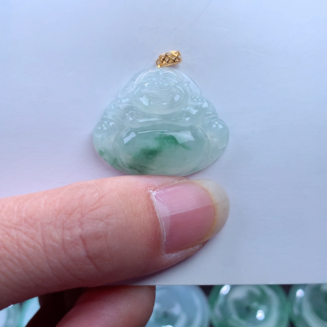 翡翠吊坠(不含链)18K金镶嵌