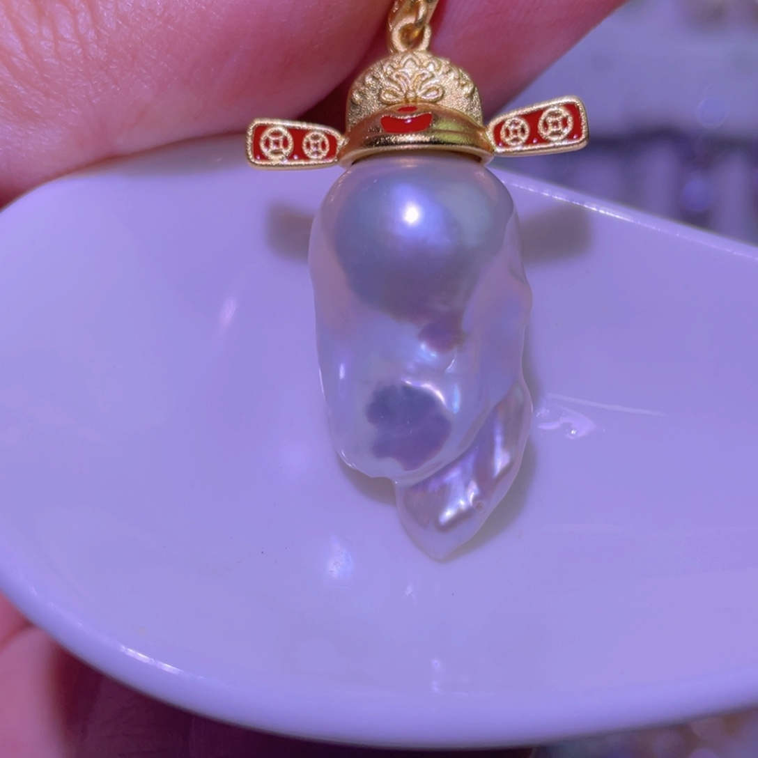 淡水珍珠天然淡水珍珠吊坠银S925镶嵌