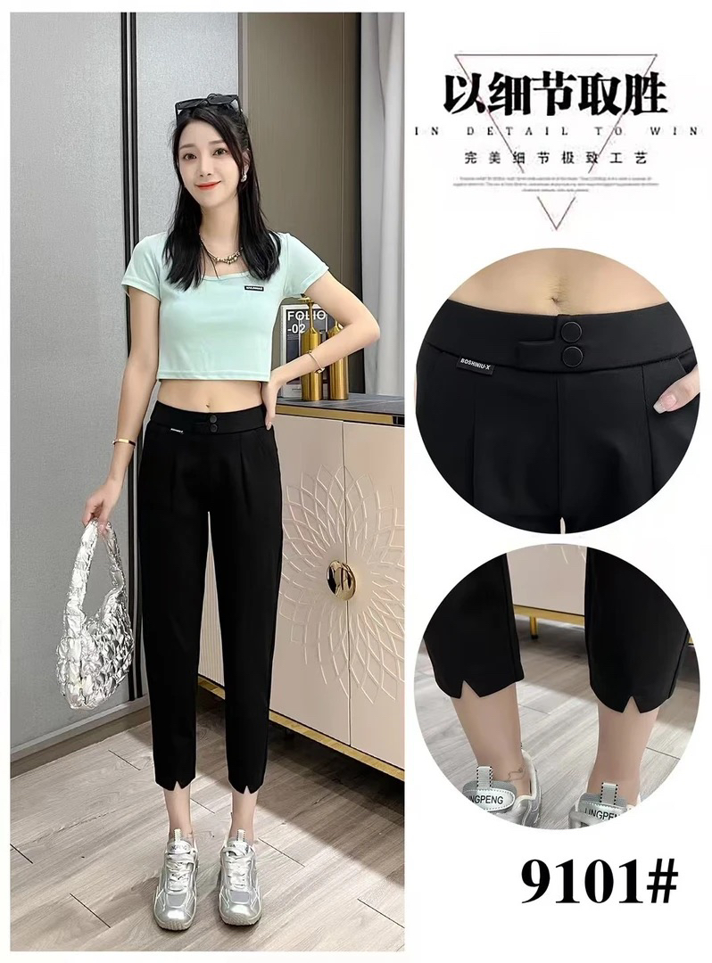 9101夏新款八分小脚裤西装棉面料修身显瘦