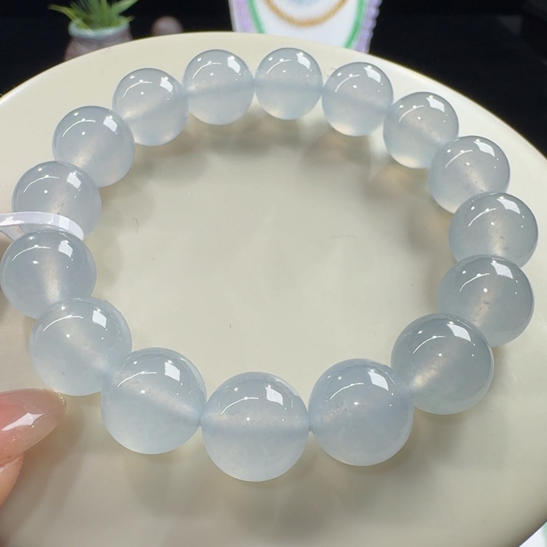 未镶嵌手链翡翠木纳高冰果冻白月光卡12.6上善若水～