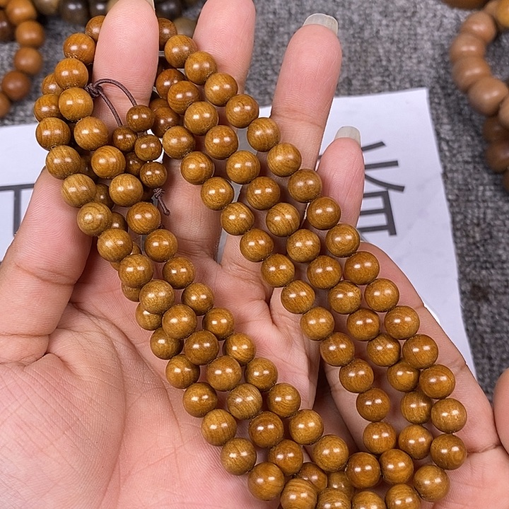 檀香木手串/手链老山檀香沙皮供奉老料0.8/108沉水