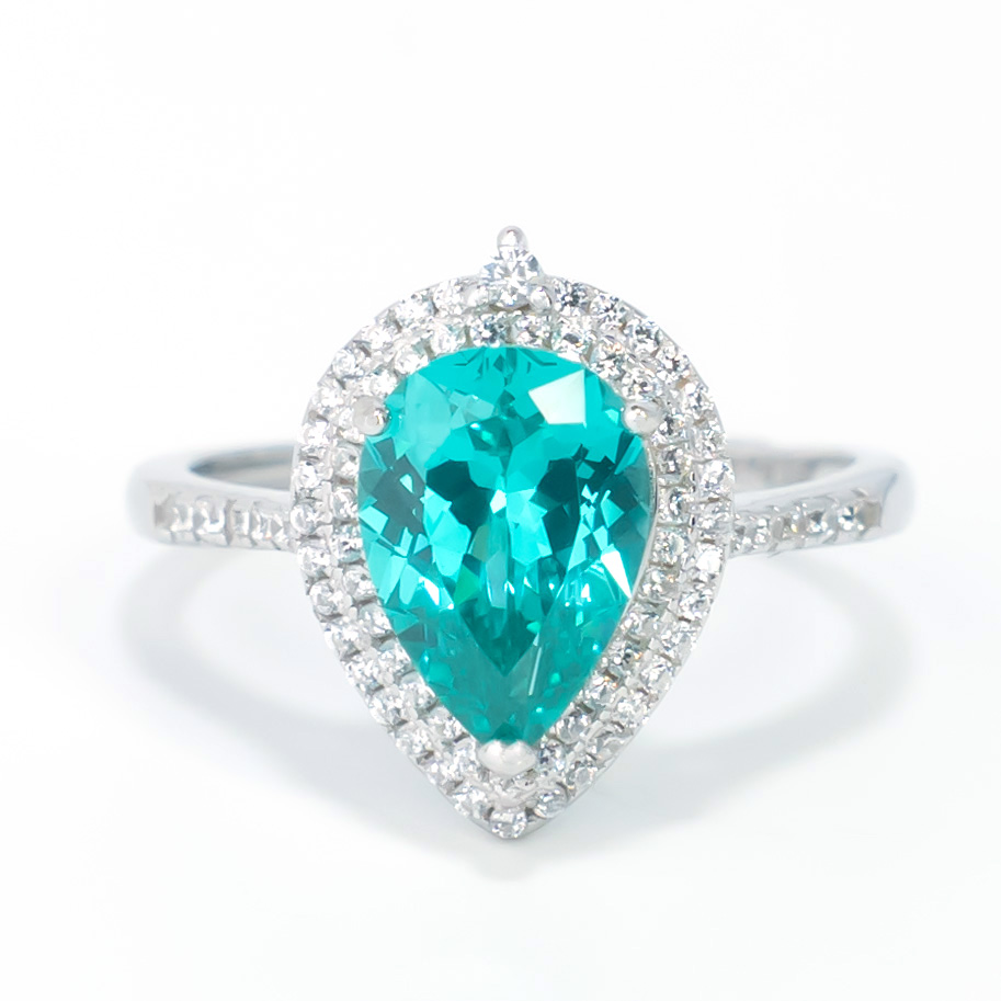 轻奢精致碧玺/帕拉伊巴霓虹蓝绿色925戒指活口戒-210