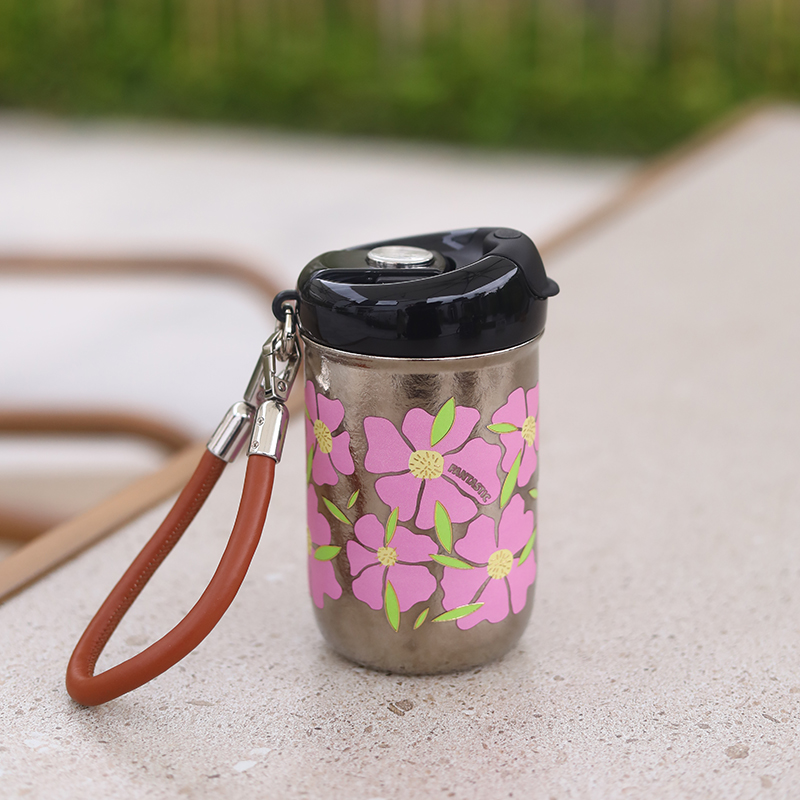 GUDUGUDU/纯钛清新简约时尚风户外男女花朵保温杯创意钛杯防摔