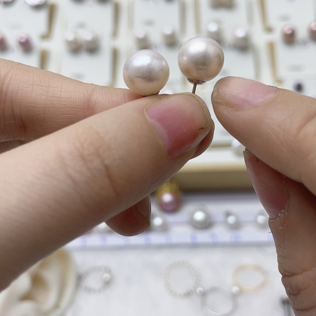 萍****淡水珍珠耳饰银S925镶嵌