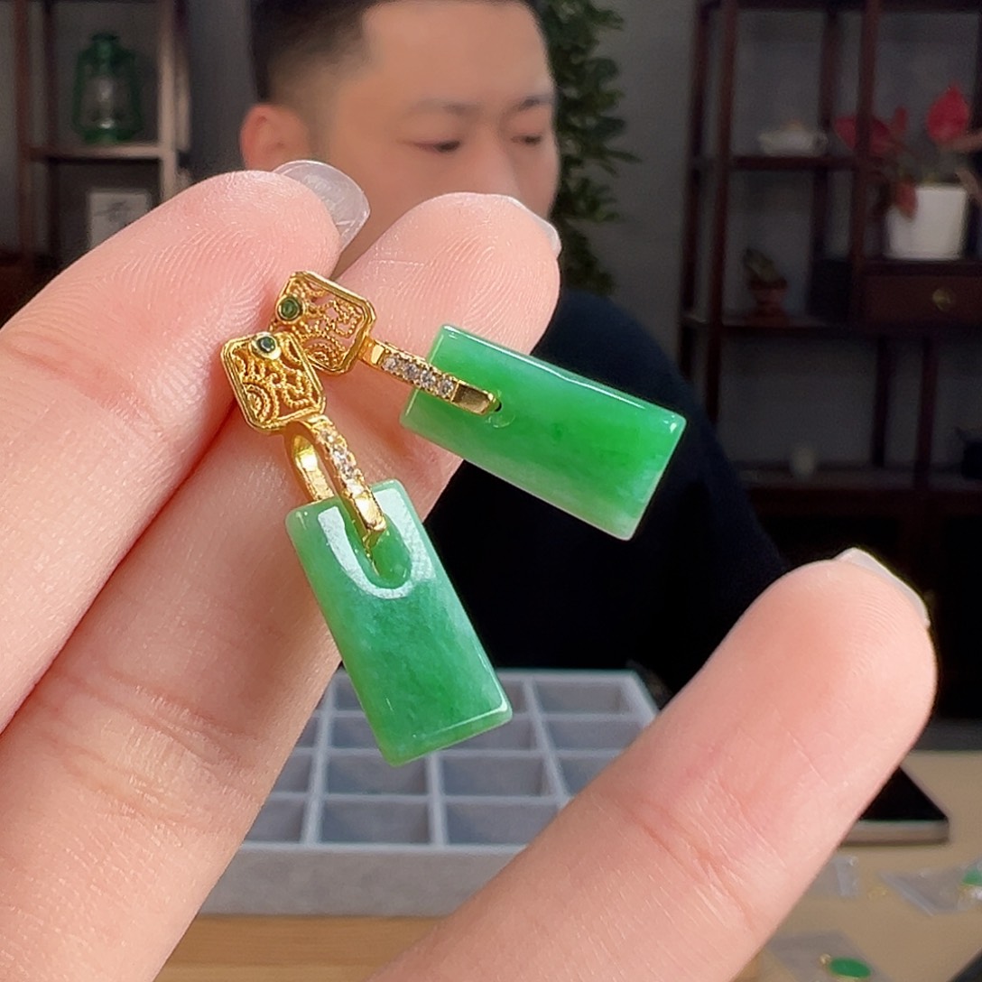 翡翠银S925镶嵌耳饰耳环20