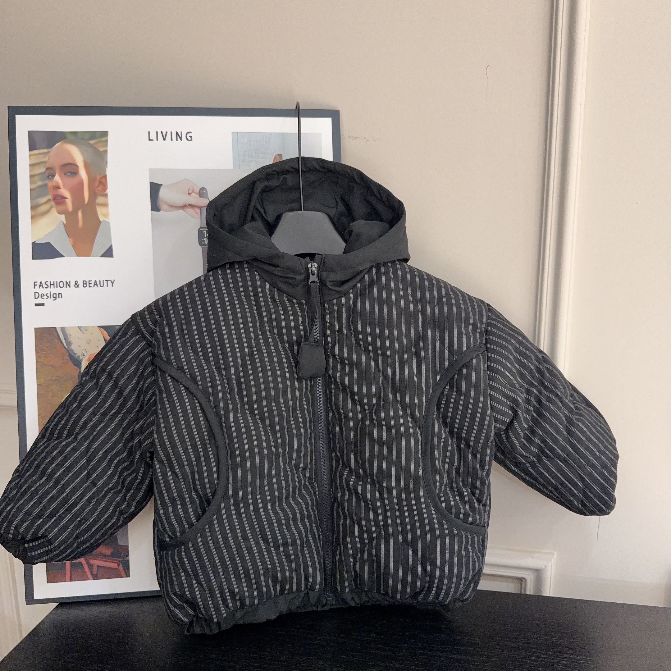 【两个小盆友】男女童韩版时尚休闲条纹保暖冬款棉服外套冬882253