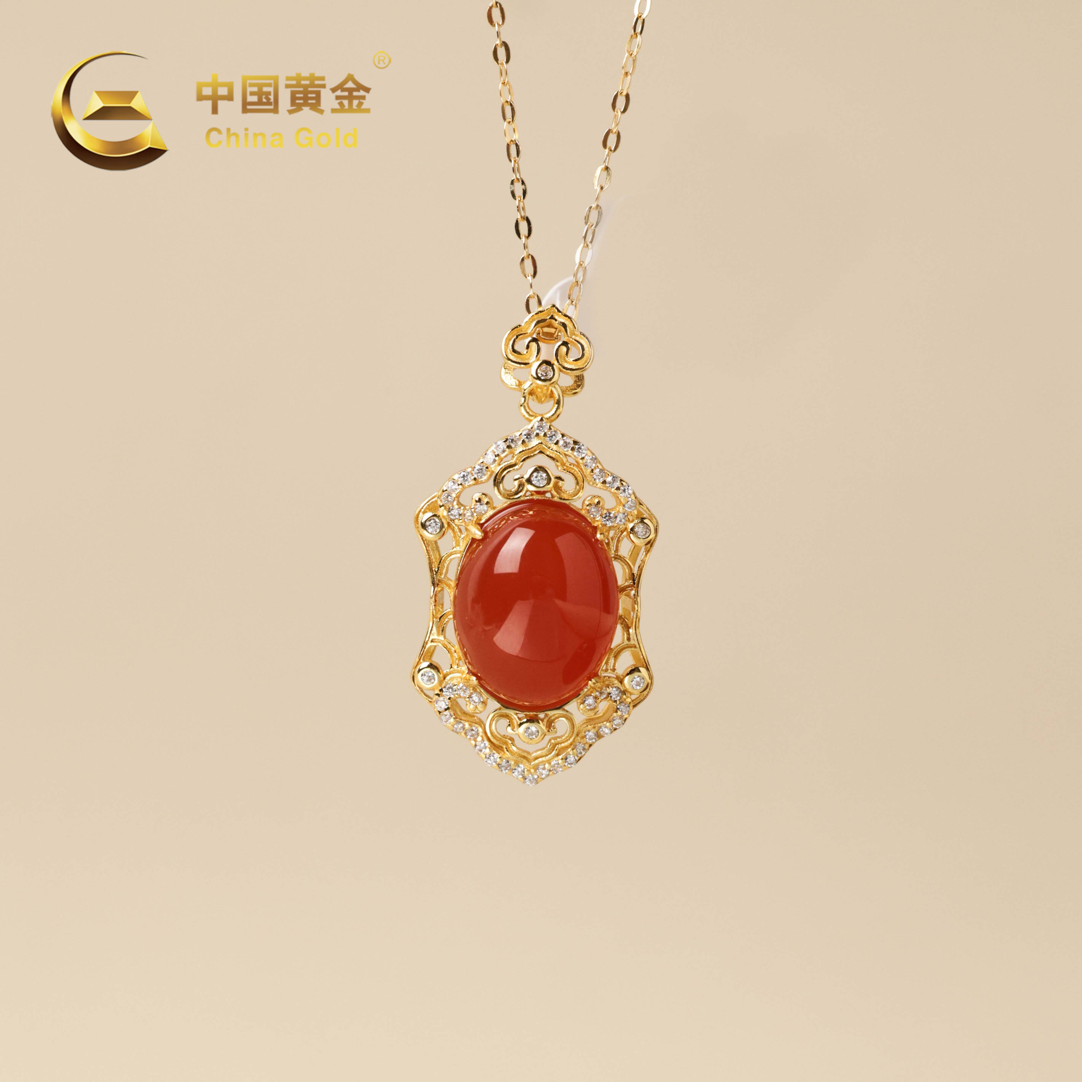 【中国黄金】梵亿 | 南红*吊坠*S925银镶嵌-D9307-格