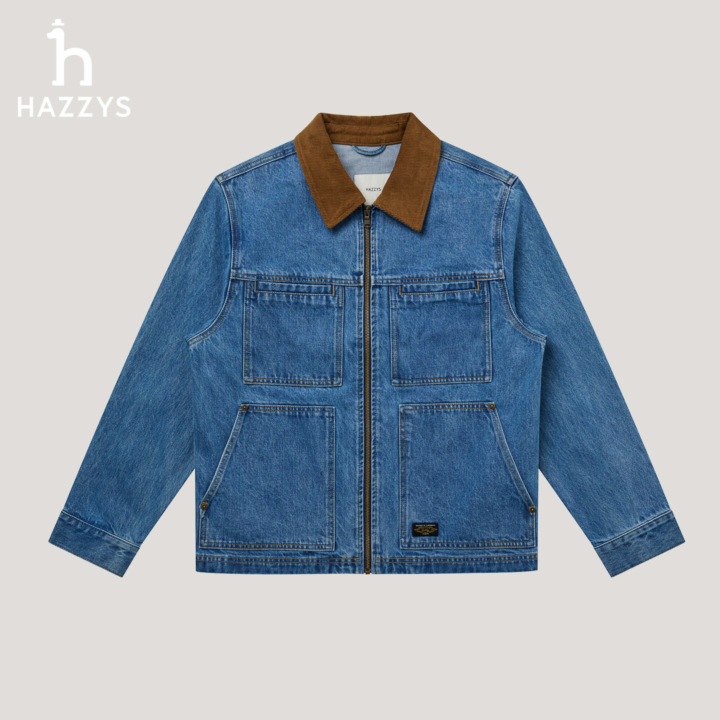 【商场同款】HAZZYS哈吉斯男士春秋季夹克衫复古休闲时尚牛仔外套