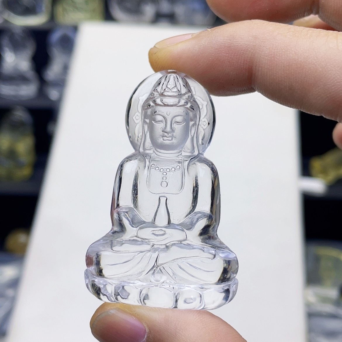 【闪购商品】水晶颈饰未镶嵌白水晶立体精雕观音吊坠