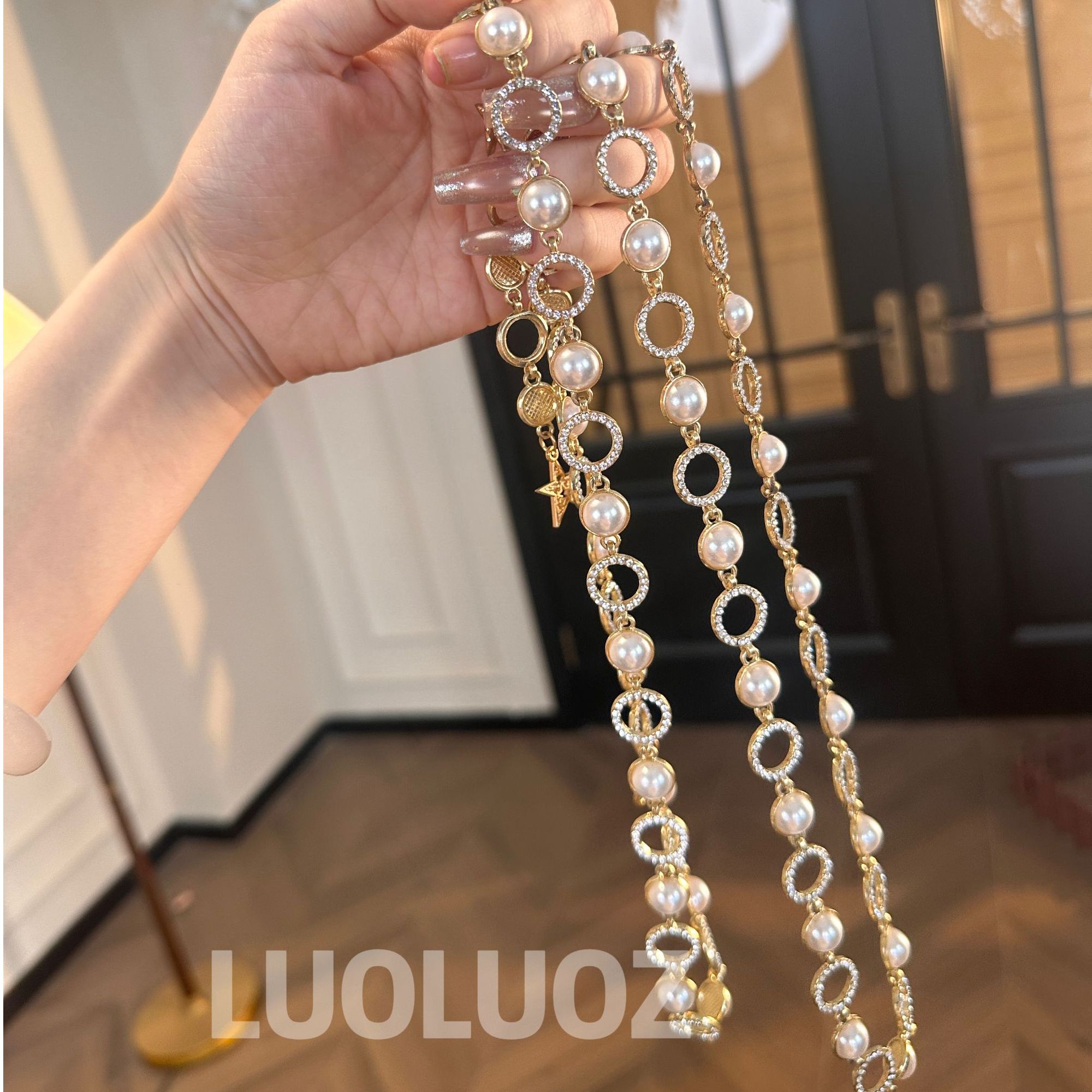 钛钢合成锆石项链 LUOLUOZ【仅项链】气质绝美时尚通勤腰链G1363