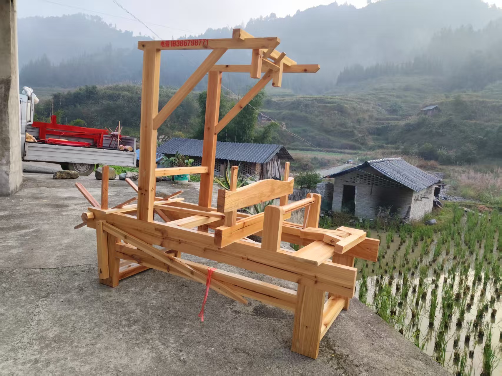 纯手工制作织布机