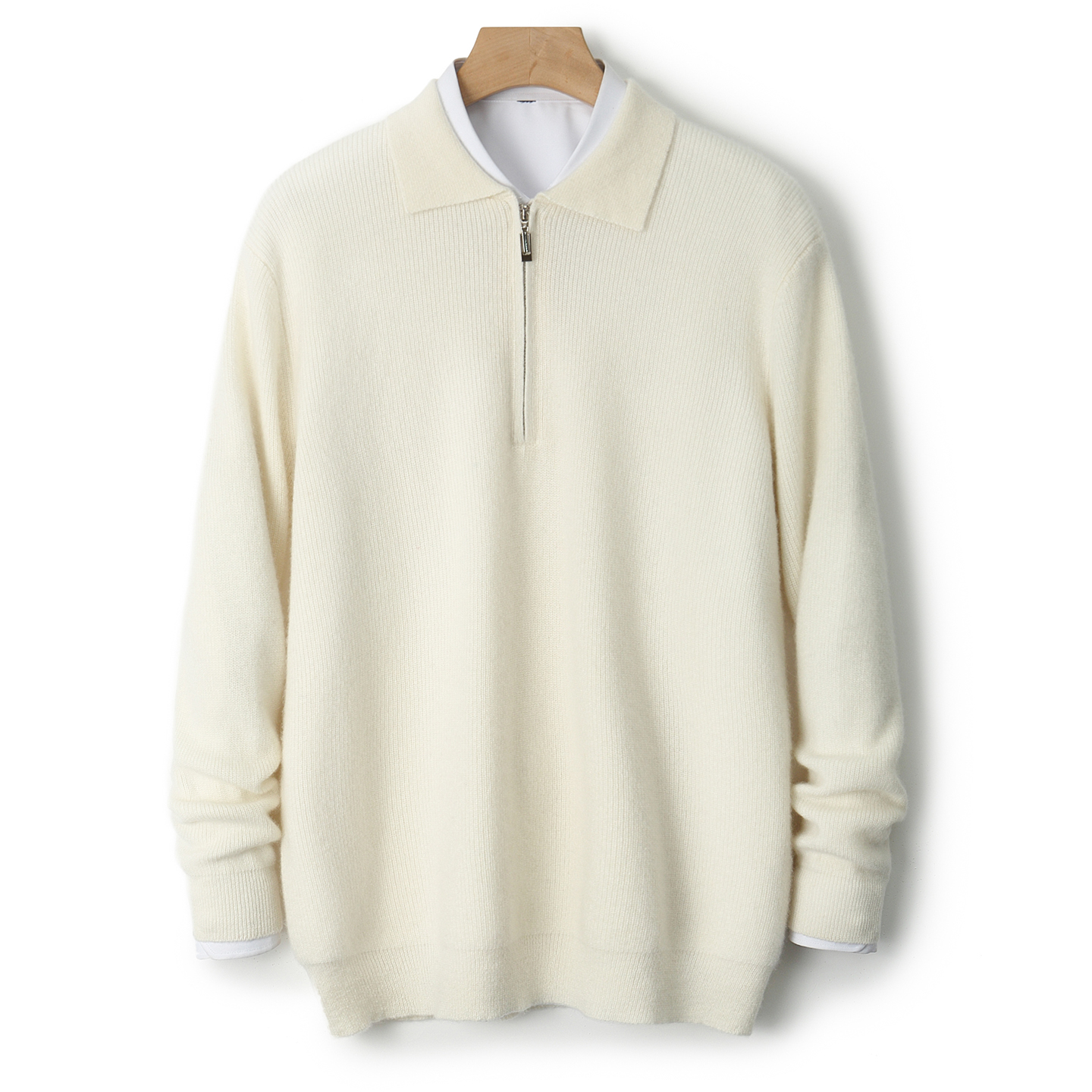 纯色拉链POLO领男士秋冬羊毛衫时尚百搭休闲套头保暖针织衫