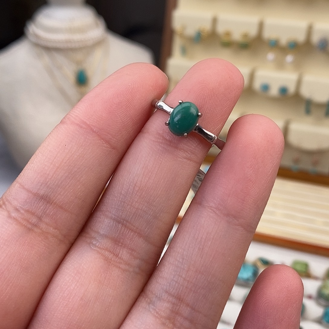 绿松石戒指银S925镶嵌