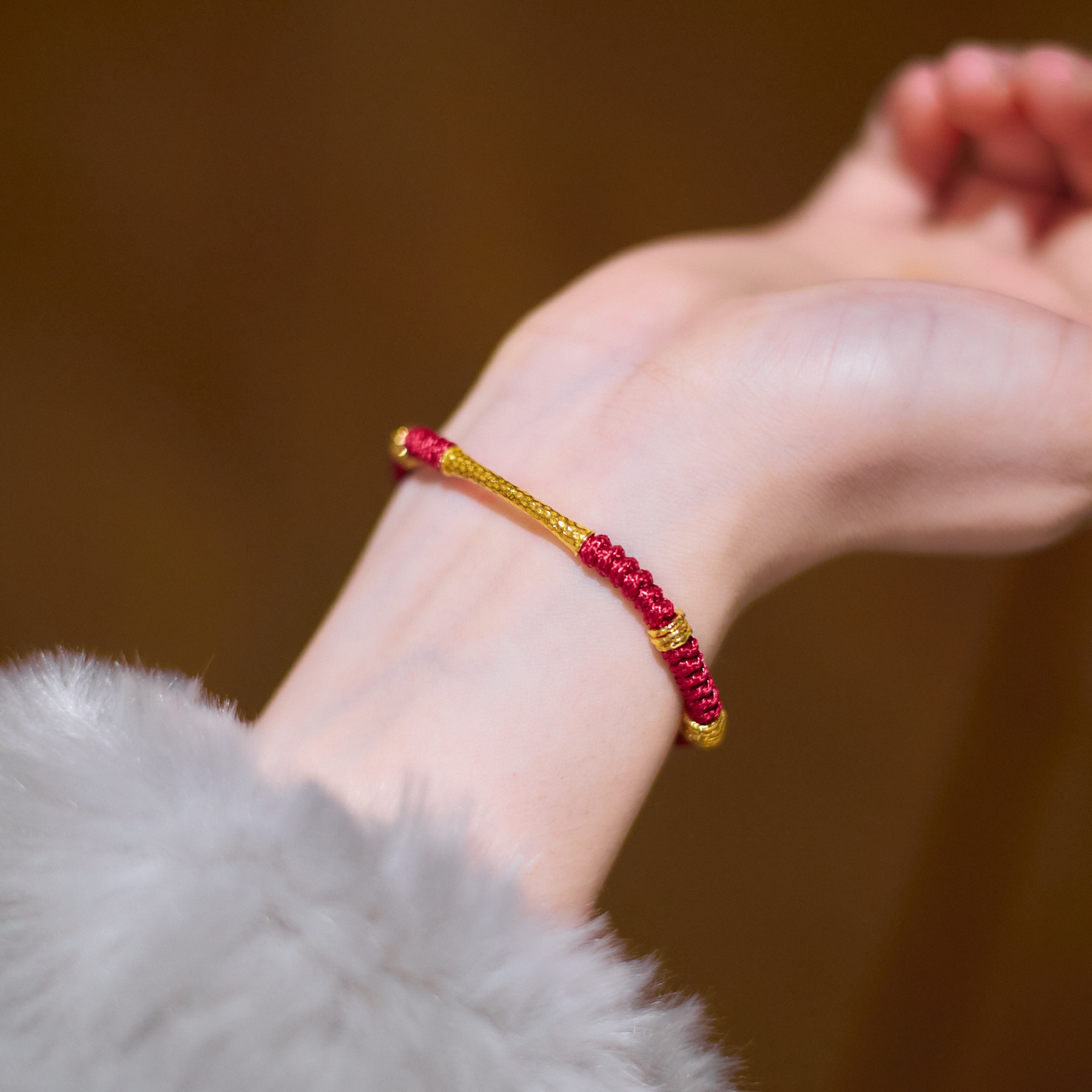 【歪歪】（素金）一条富手绳18K镶嵌 （多样性发一）XB-J55380