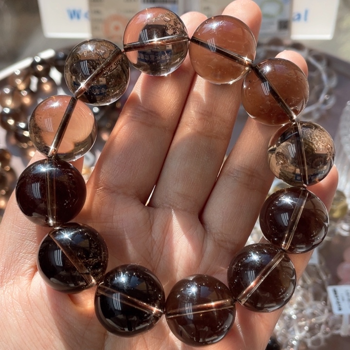 发晶手串未镶嵌天然茶晶有瑕疵 20mm➕福利