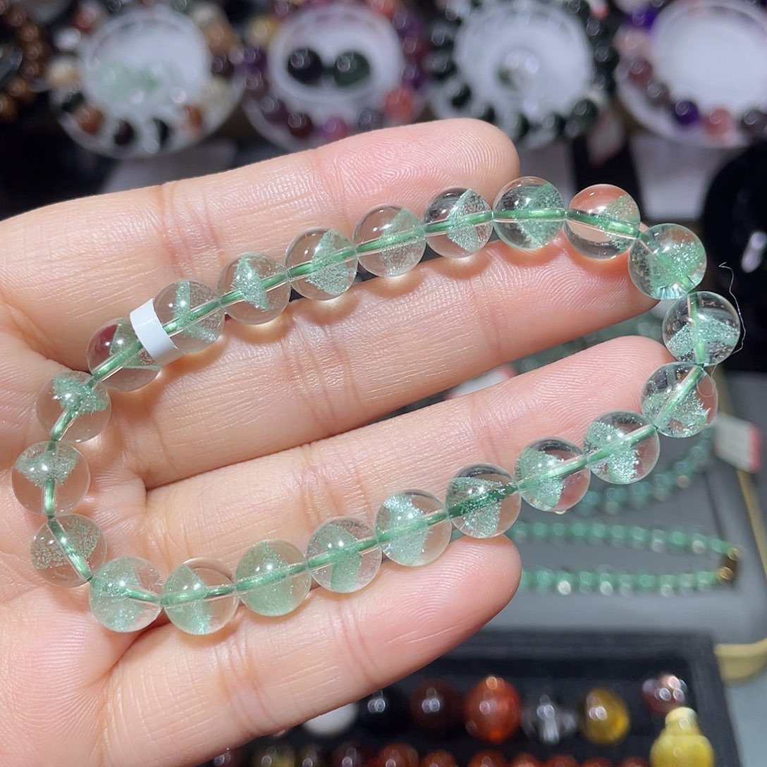 水晶未镶嵌手链翠幽灵金字塔手串