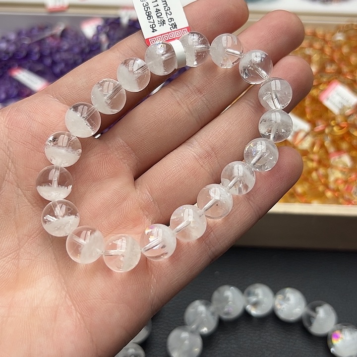 未镶嵌手链水晶天然白幽灵聚宝盆彩虹10.7