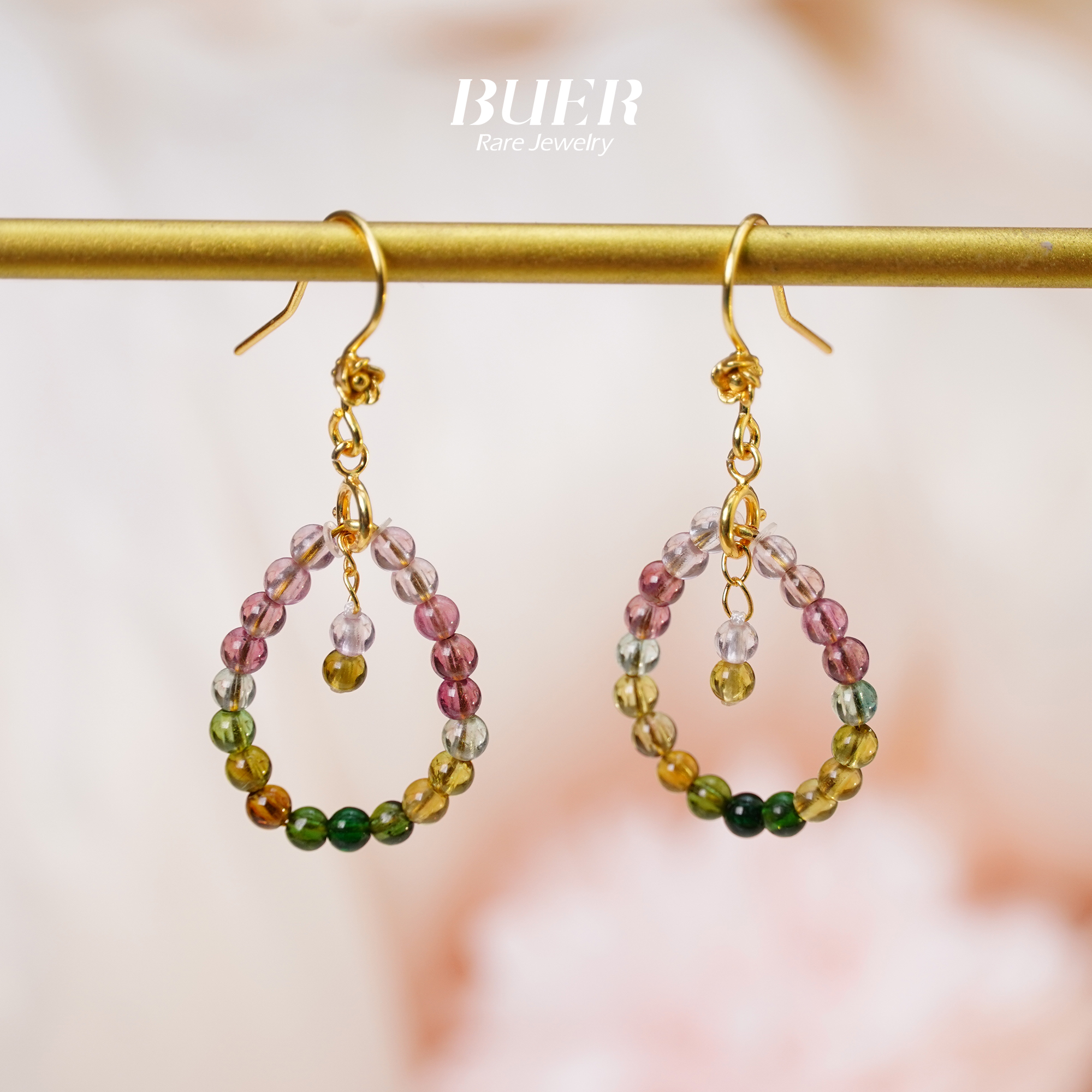 【不二】碧玺银镶DIY耳钩3mm+(多样性发)