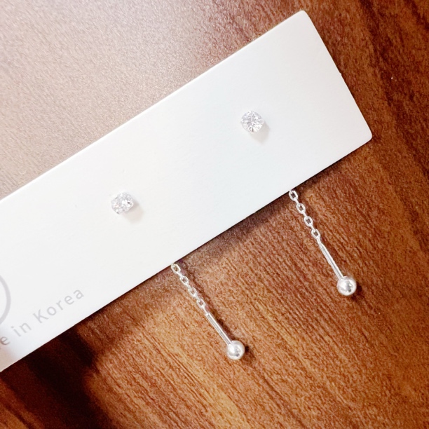 925银耳饰 日韩时尚百搭教学流苏精致合成锆石银耳饰