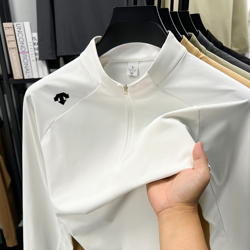 迪桑家秋季新款男士立领半拉链长袖上衣户外运动速干休闲训练卫衣