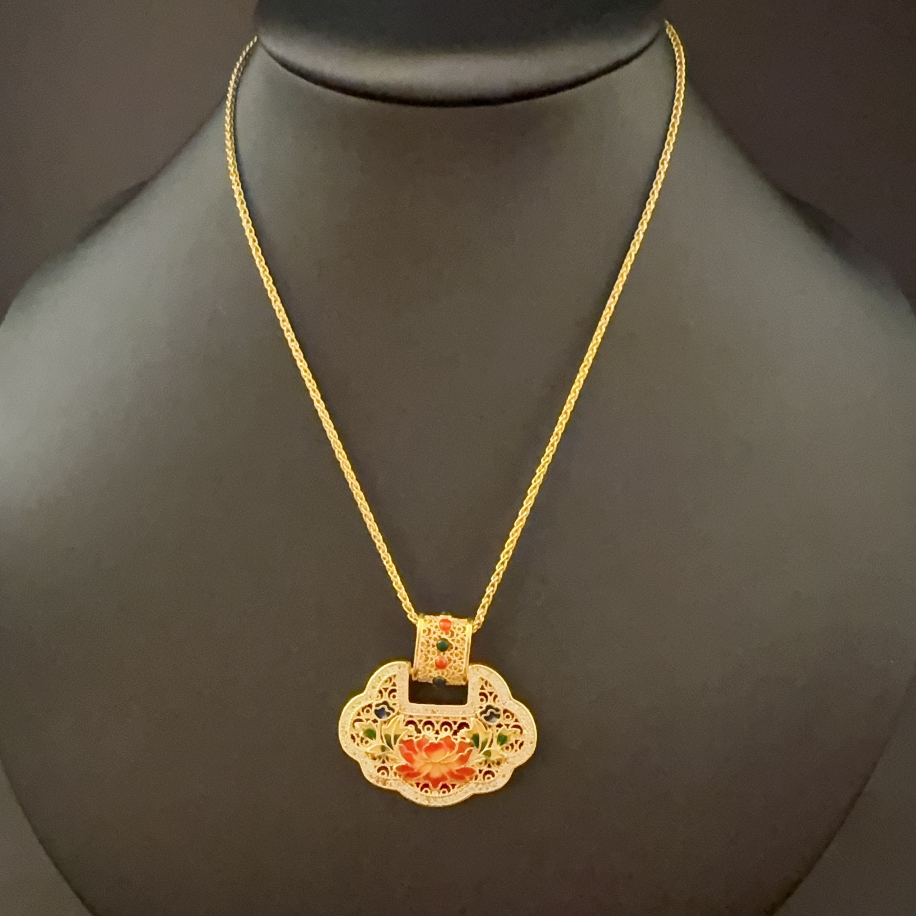 合金吊坠 金店同款diy配件镶钻富贵牡丹花吊坠项链新中式气质