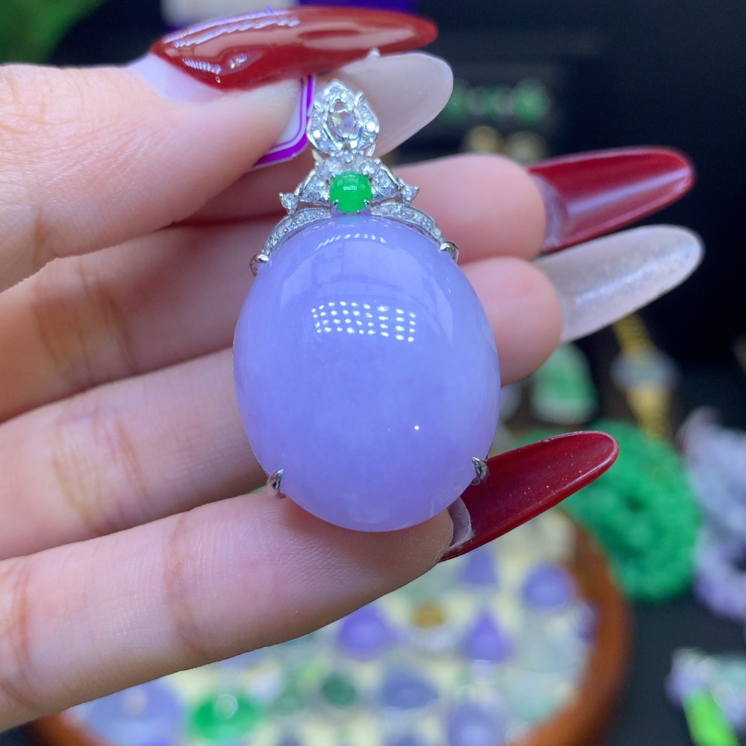 翡翠颈饰18K金镶嵌天然