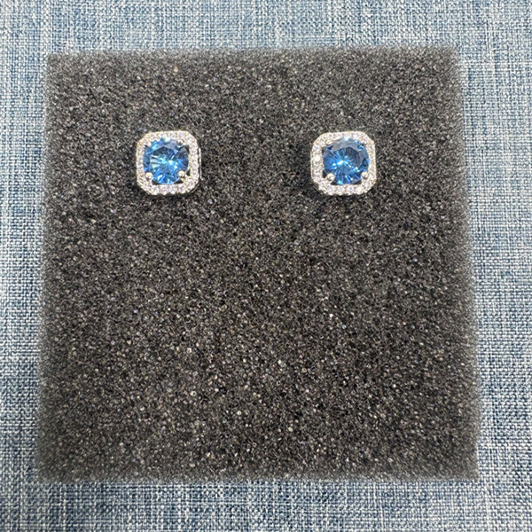 培育蓝宝石梦幻-典藏高奢名订 大气经典 培育蓝宝石耳钉882