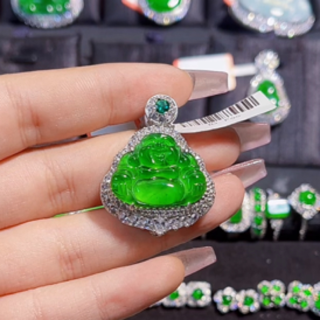 天然翡翠a货吊坠佛公