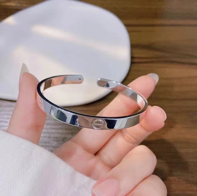 足银手镯 足银999.9手镯 （9）卡家轻奢开口手镯百搭情侣简约