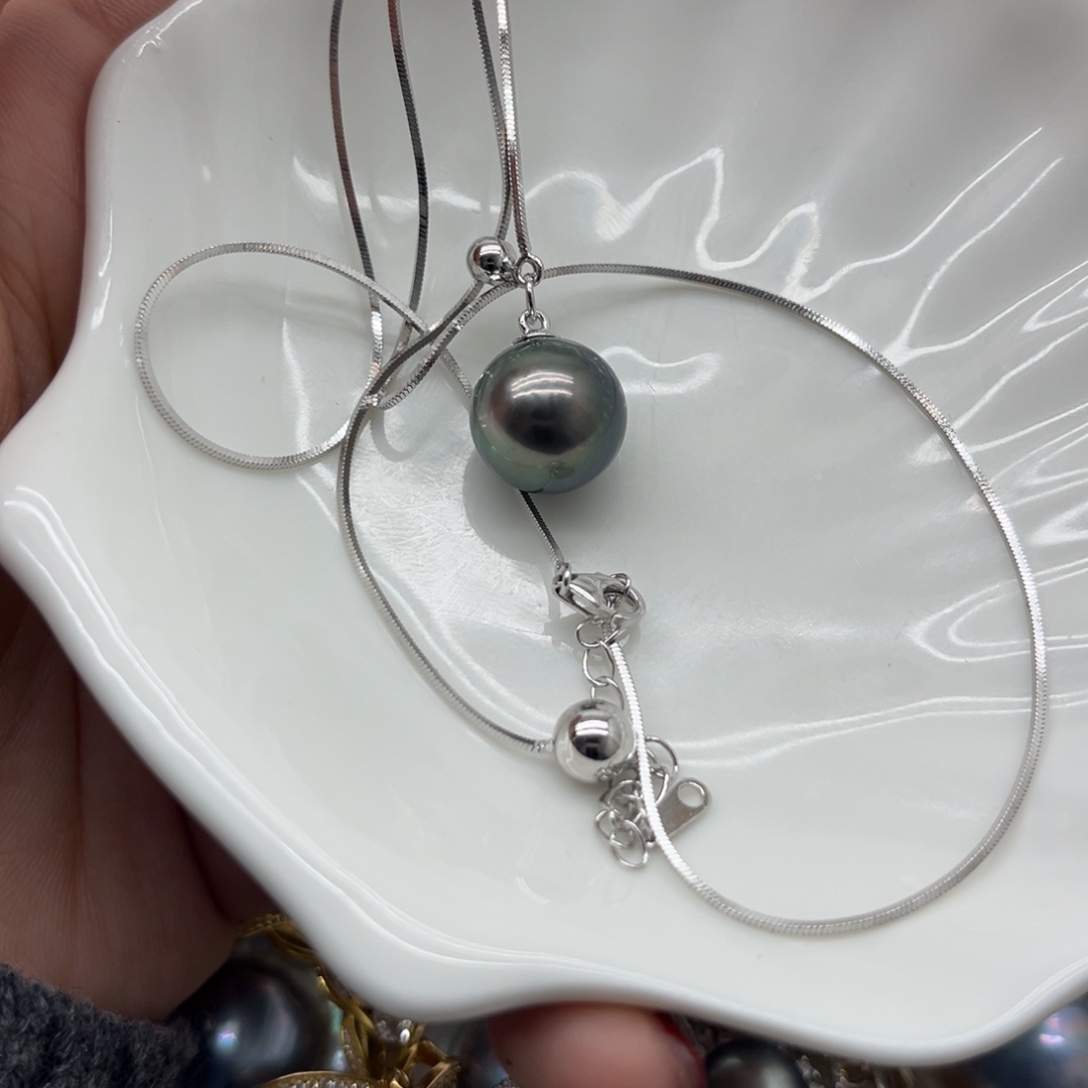 银S925镶嵌海水珍珠项链