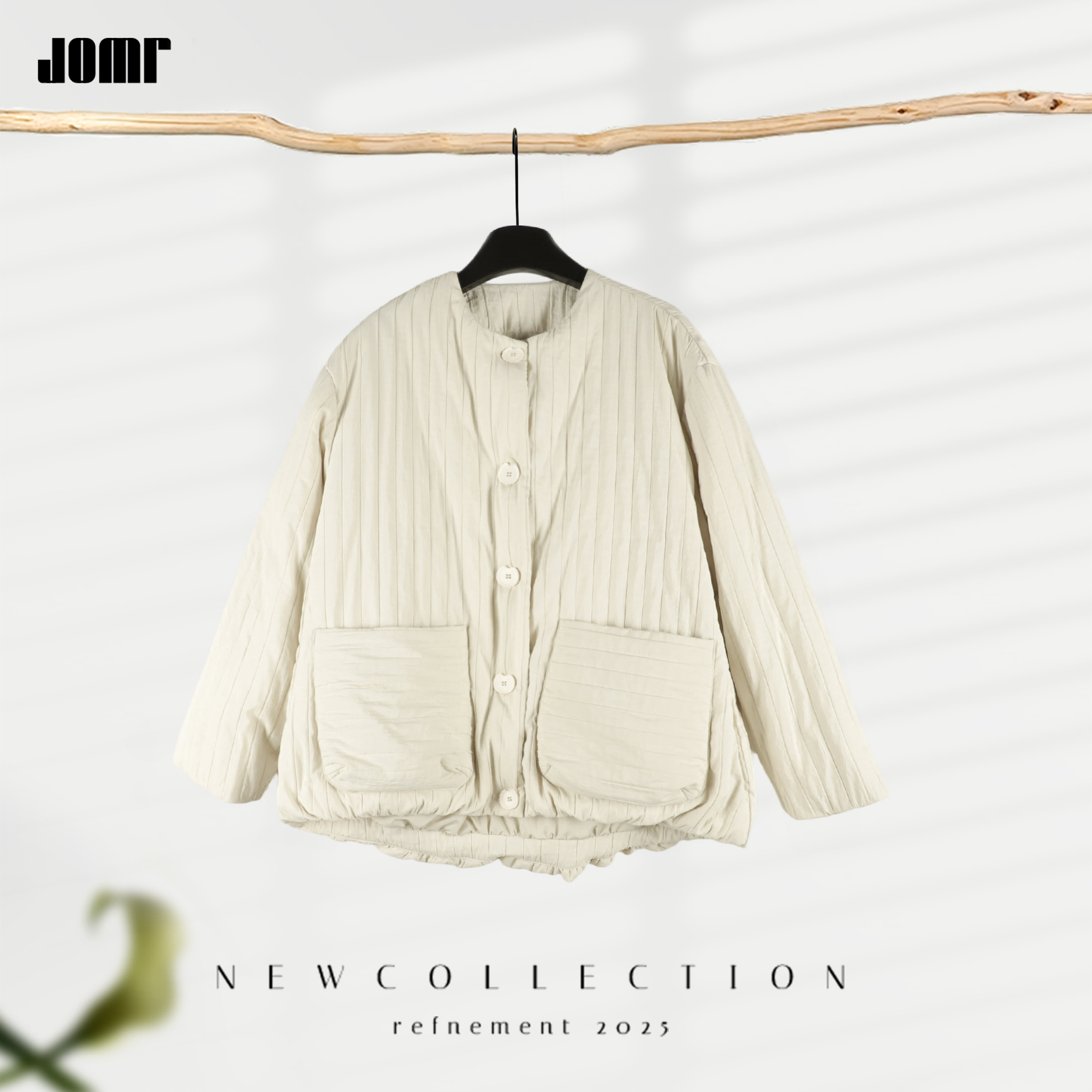 Jomr【素雅】小竖条绗缝｜肌理感面料｜大口袋 秋冬宽松90鹅绒羽绒服