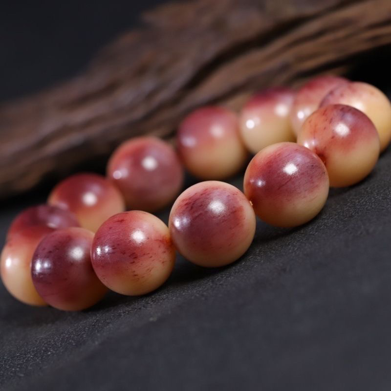 天然满血骆驼骨蝌蚪手链高档佛珠文玩收藏12mm