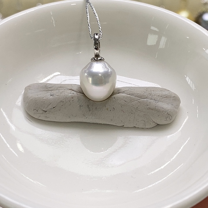 海水珍珠银S925镶嵌吊坠(不含链)澳白9-10mm