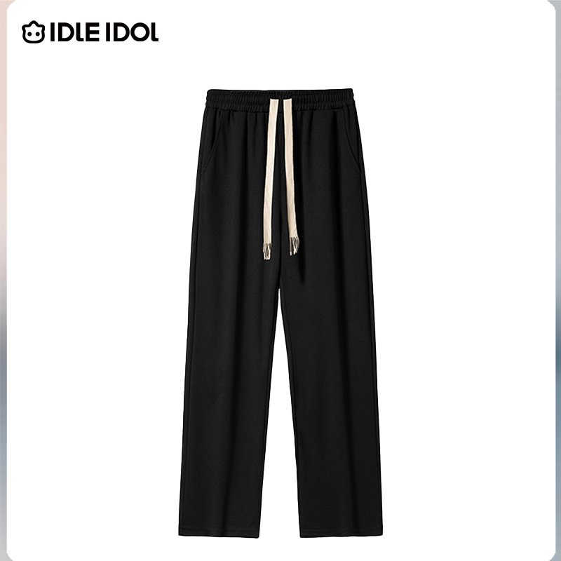 IDLE IDOL秋季运动抽绳百搭阔腿纯色潮流宽松直筒垂感舒适休闲裤