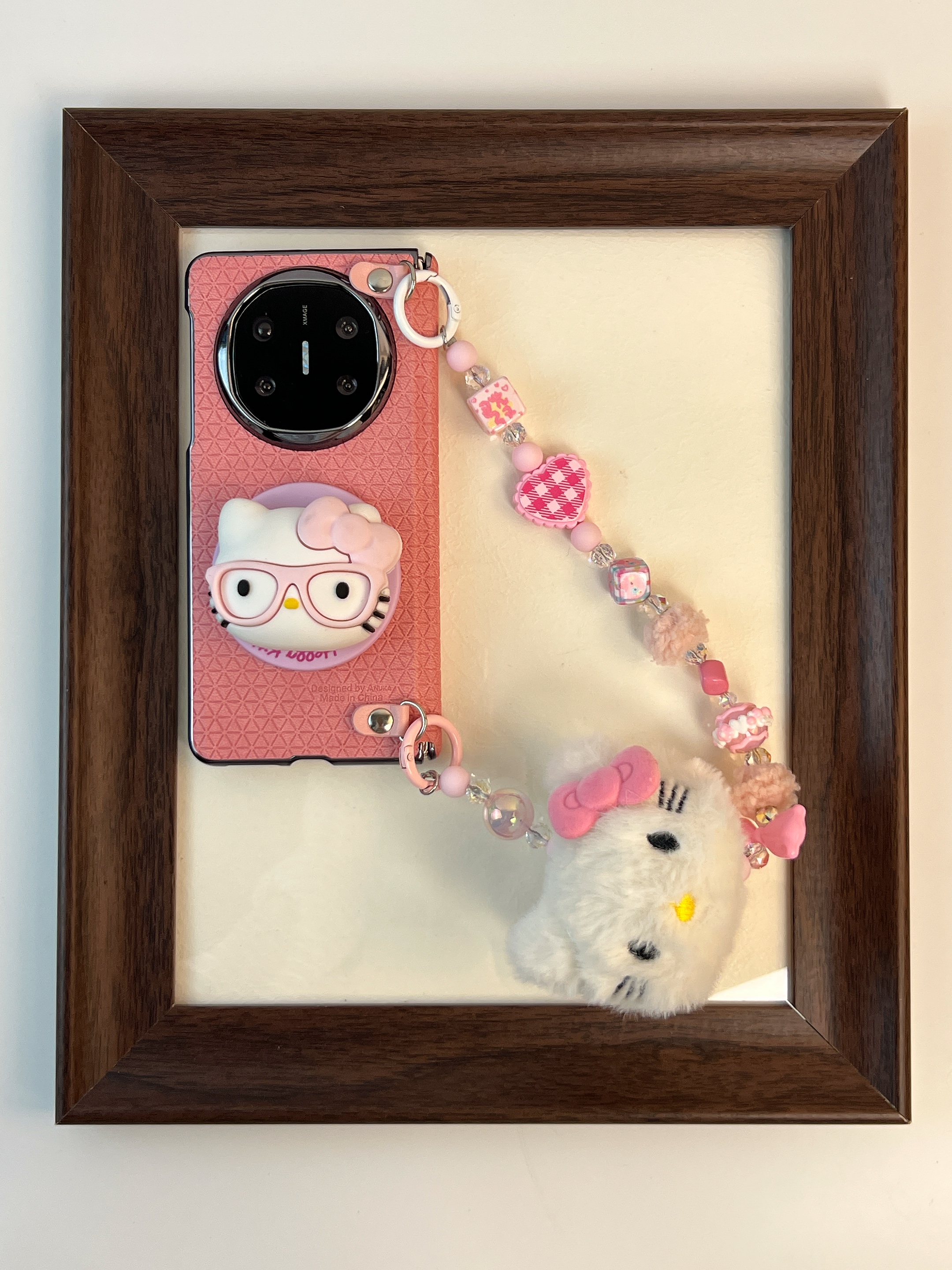 品申原创小魔方卡通猫磁吸支架手提链条适用华为matex6折叠手机壳