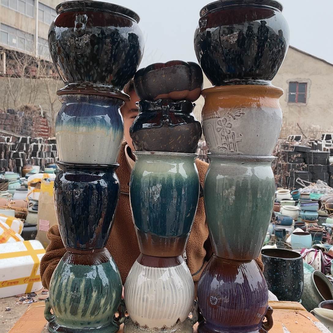 无铅玻璃宜兴紫砂花盆套组