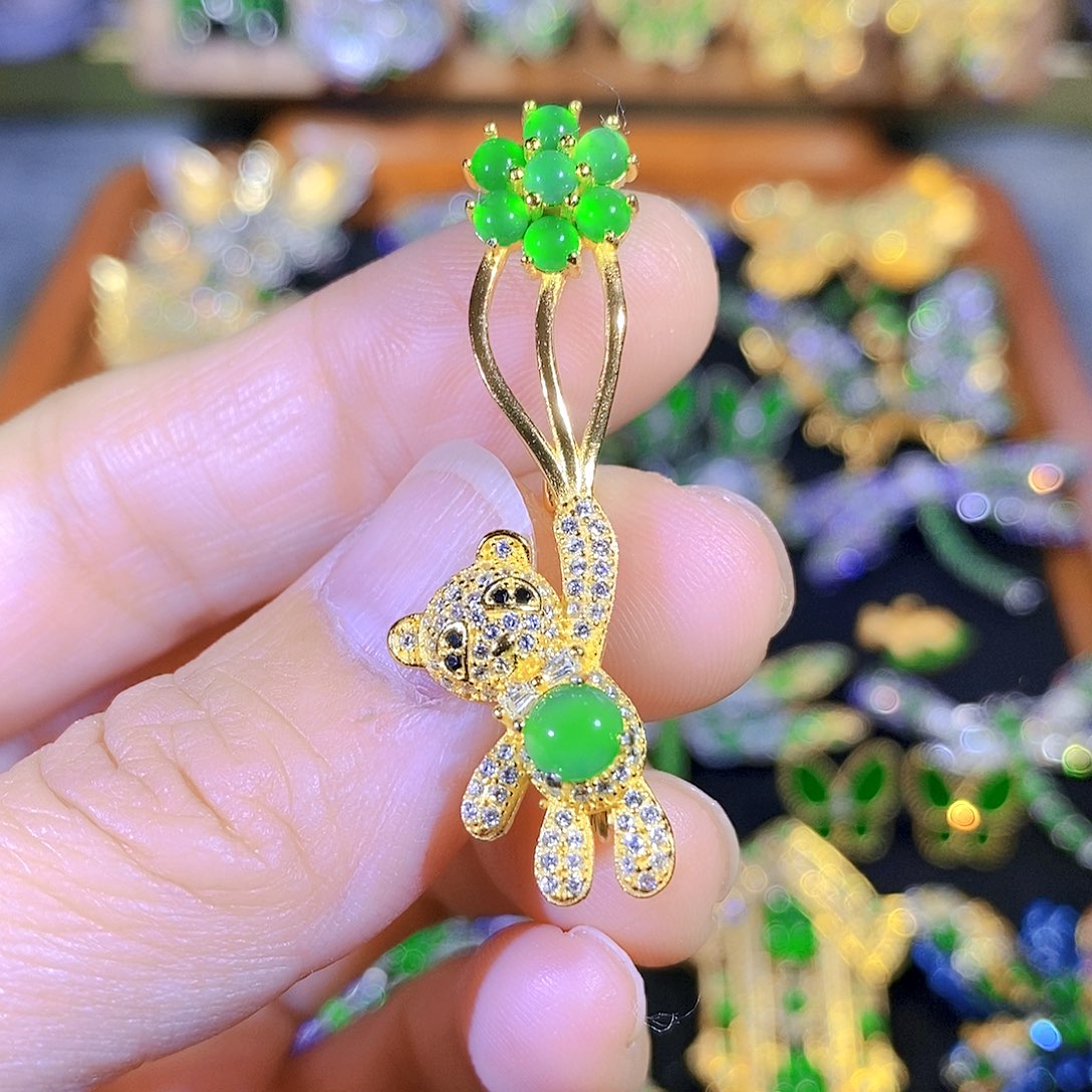 颈饰银S925镶嵌翡翠