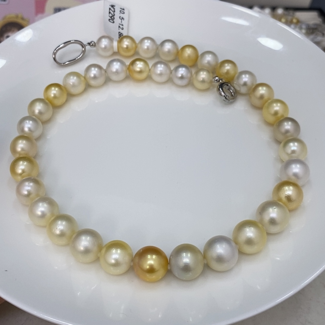 未镶嵌颈饰海水珍珠小*白蝶混彩项链10.5-12.8华