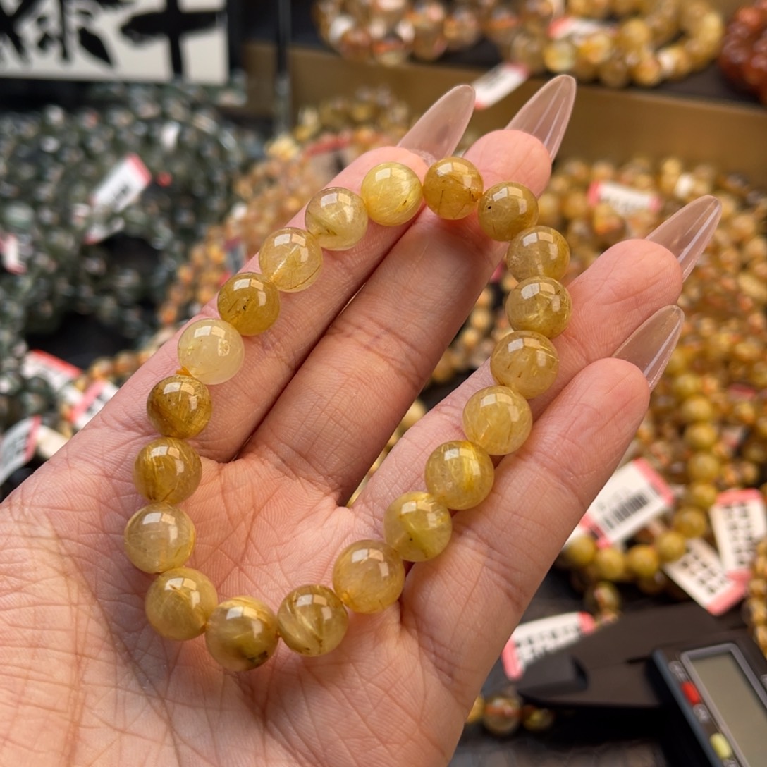 未镶嵌手链水晶9mm奶黄金发