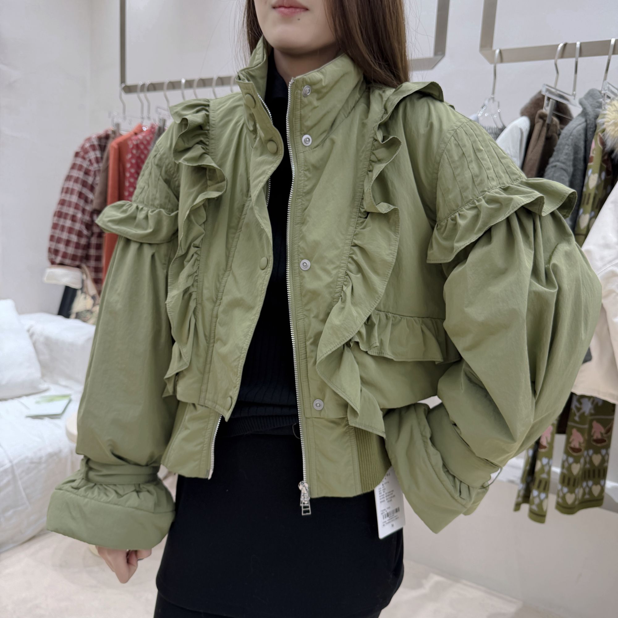 8417 HE灯笼袖秋冬羽绒外套韩版