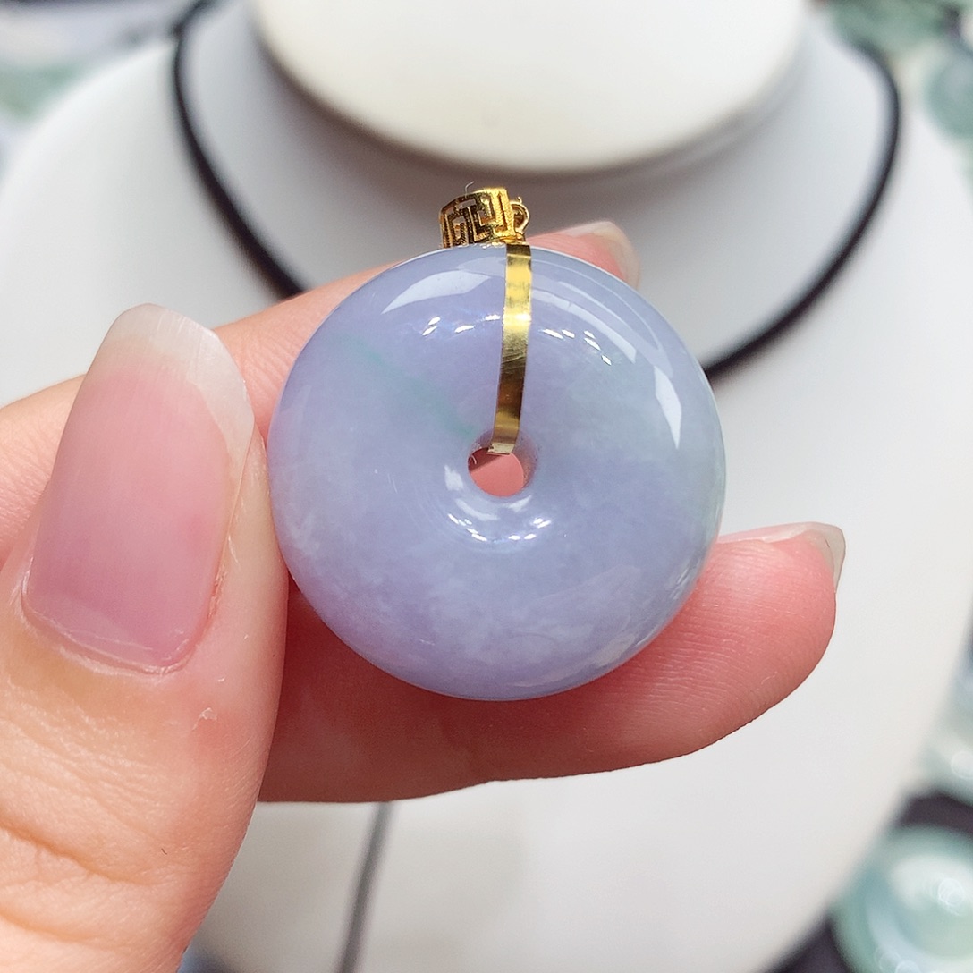 颈饰18K金镶嵌翡翠翡翠1，24.2/12.5