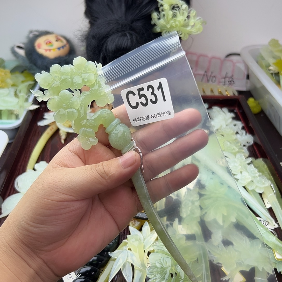 d***e蛇纹石玉合金发饰