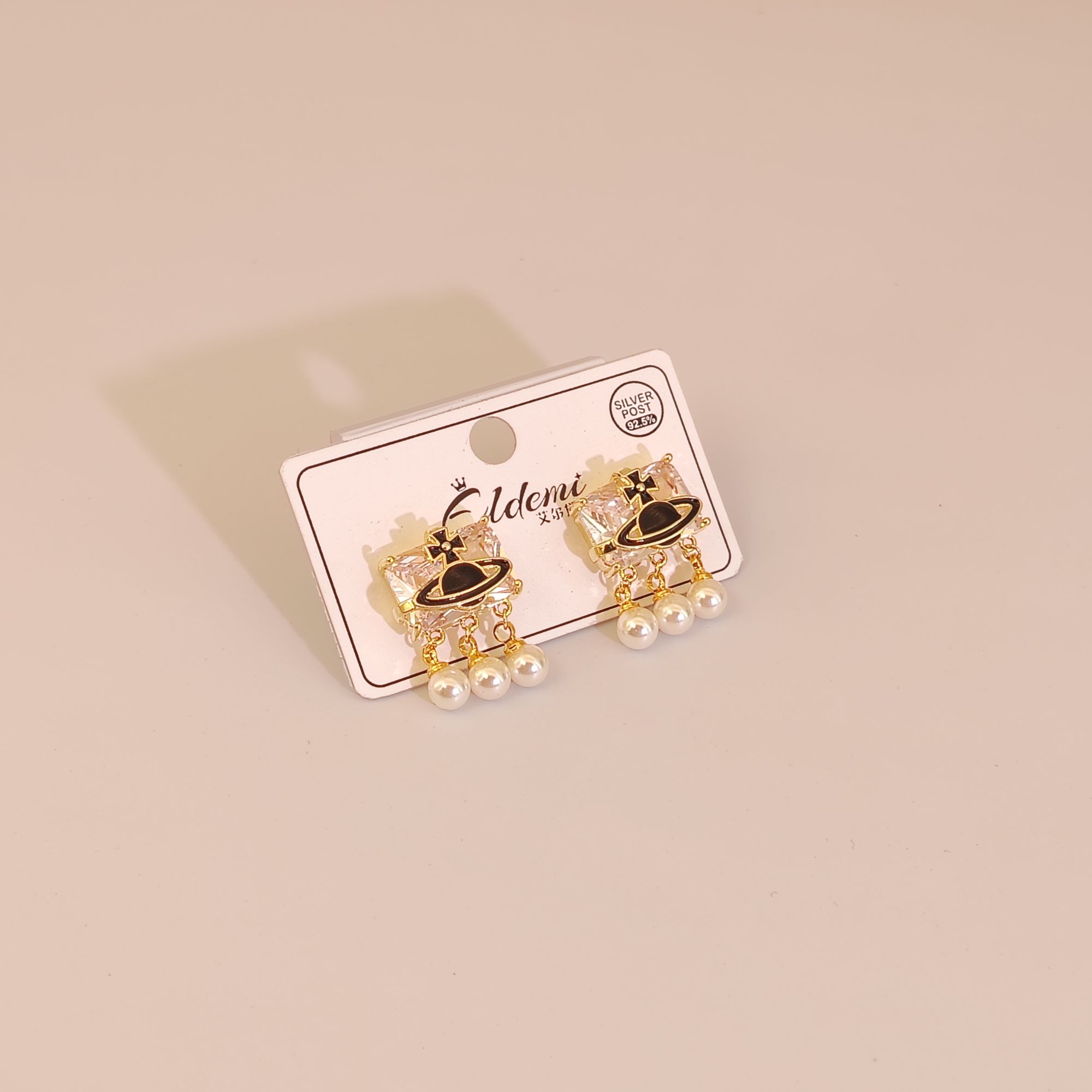 铜合金合成锆石耳饰 【星球款】女耳钉耳饰轻奢气质小众简约★A0205